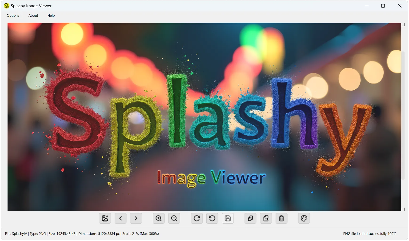 Splashy Image Viewer Light Mode Interface